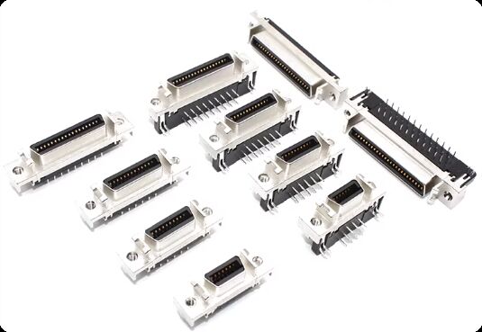 MDR SCSI 1000V Voltage Rating Servo Motor Connector with Right Angle and Straight Pin and Silver Gold Plated Contacts